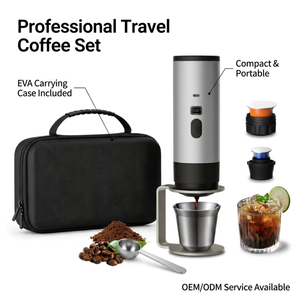 <span class=keywords><strong>Machine</strong></span> <span class=keywords><strong>à</strong></span> <span class=keywords><strong>expresso</strong></span> Kingze Premium 3-en-1 portable avec étui de voyage en EVA et tasse en acier inoxydable pour cadeaux - Product Image 1