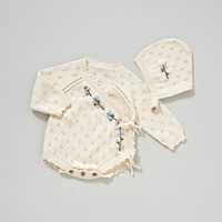 Ensembles de vêtements pour bébé personnalisés Mimixiong, vêtements tricotés pour nouveau-nés, ensemble cadeau pour bébé 100% coton, barboteuses avec chapeau, ensemble de vêtements pour nouveau-nés