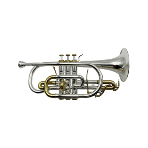 Trompeta <span class=keywords><strong>Corneta</strong></span> SEASOUND de Alta Calidad en Si Bemol con Cuerpo de Latón, Gatillo, Superficie Plateada y Llaves Doradas OEM JYCT408DSG - Product Image 1