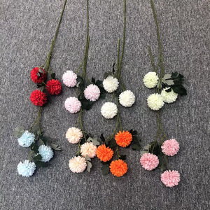 Chrysanthème à trois têtes, fleur artificielle en soie, couleurs mélangées, décoration de mariage, toucher naturel, plante à tige unique, ornement - Product Image 1