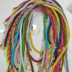 BCL1303人気マルチカラー5mmシルクリボンツイストロープストリングコードゴールドエンドチョーカーネックレス - Product Image 2