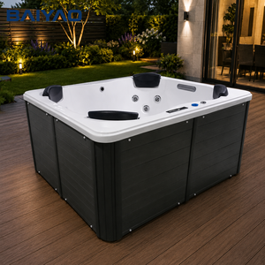 Spa extérieur pour 4 personnes, jacuzzi avec jets puissants et éclairage LED changeant de couleur, idéal pour les villas, les jardins et les lieux de villégiature. - Product Image 5