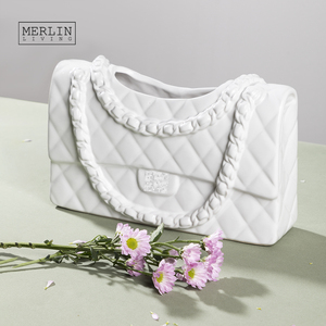 Merlin Living Handbag White Ceramic <strong>Vase</strong> Decoration Tabletop Modern Decor <strong>Flower</strong> <strong>Vase</strong> for Ceramic Decoration - Product Image 6
