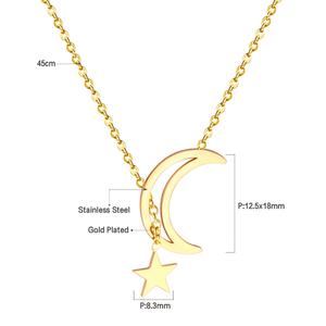 Collar con Colgante de Oro de 18k, Cadena de 18 Pulgadas con Forma de Luna y Estrella - Product Image 3