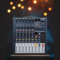 Table de mixage audio mono 6 canaux avec lecture USB Alimentation fantôme 48V pour petits événements et conférences