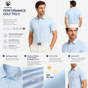 Camisetas de Golf de <span class=keywords><strong>Manga</strong></span> <span class=keywords><strong>Corta</strong></span> con Logotipo Personalizado de Alta Calidad de Lujo OEM, Camisetas de <span class=keywords><strong>Polo</strong></span> de Golf de Spandex/Poliéster - Product Image 2
