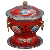 Deyanhaohuo Ensemble chauffe-plat en cuivre cloisonné avec intérieur émaillé, poignée dorée en alliage de zinc, antiadhésif, huile minérale, Chine