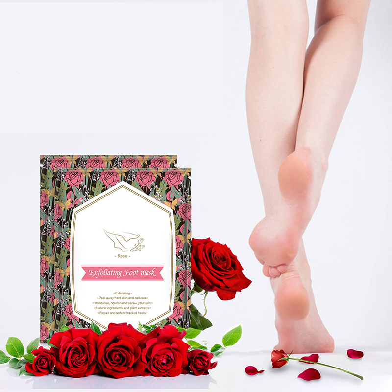wholesale custom fruits natural foot mask sock peeling moisturizing exfoliating rose foot peel mask