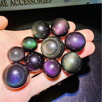 Sphère d'obsidienne arc-en-ciel naturelle, petite boule de verre volcanique noire polie 20mm 30mm, pierres de guérison pour la méditation, vente en gros