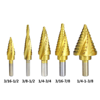 Boîte en aluminium Pexmientas Ti-enduit simple cannelure HSS tige triangulaire 4-32mm tour foret étagé plaqué titane
