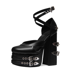 <span class=keywords><strong>Scarpe</strong></span> con plateau in stile Heavy Metal Dark Punk, taglie forti, per crossdresser, gotiche, Y2K, con <span class=keywords><strong>tacco</strong></span> grosso in pelle PU, da donna - Product Image 1