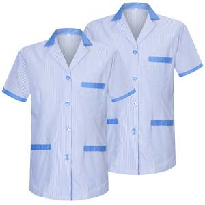 CAMISA UNISEX PARA HOMBRE CON CUELLO INVERTIDO, A RAYAS, UNIFORME ESTÉTICO 2-W820 - Product Image 5