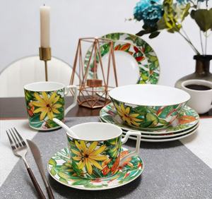 Juego de Vajilla de Porcelana China de Grado Alimenticio, Ecológico, con Diseño de Plantas Tropicales, Personalizable al por Mayor, para Hoteles, Bares y Restaurantes - Product Image 6