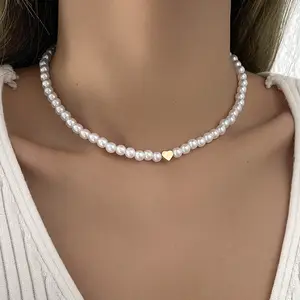 Love Pendant Pearl Choker Necklaces Dainty Gold Pearl Choker Necklace Fresh Pearl Choker Necklace Jewelry Women