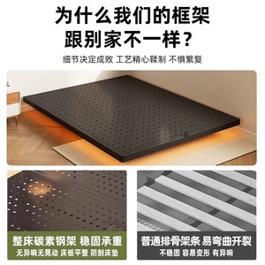 Modern Minimalist Metal Bed 1.8m Double Size Thickened Reinforced Support Stable Floating Bed For Rental Apartments - Product Image 2