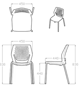 Silla de Conferencia Ergonómica Moderna de Plástico, Apilable, Resistente, con Respaldo Hueco, Ecológica y Cómoda, para Oficinas, Aulas y Escuelas - Product Image 6