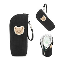 Sac isotherme en aluminium de qualité supérieure pour biberon en coton pur, pochette suspendue pour poussette à imprimé animal mignon pour le stockage du lait maternel