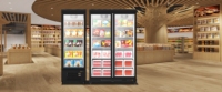 Réfrigérateur vertical de présentation pour supermarché, congélateur commercial avec porte vitrée