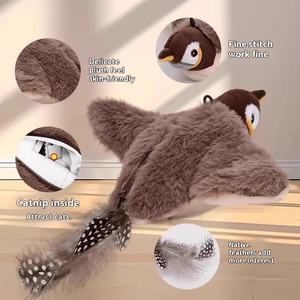 Şarj edilebilir sallayarak Sparrow akıllı oyuncak peluş simülasyon hayvan çığlık titreşim sensörü stres giderici kedi oyuncak - Product Image 5