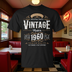 Camiseta vintage de 1960, edición limitada, calidad premium, fabricada en 1960, única, unisex, cuello redondo, manga corta, talla para adultos - Product Image 3