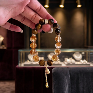 Wealth Style Romantic Beaded Quartz <b>Bracelet</b> with Citrine and <b>Tiger</b> <b>Eye</b> Gourd Design Other Materials Made in China - Product Image 3