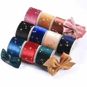 10yards/pcs Single-sided shiny velvet bronzing star webbing handmade diy bow ribbon material