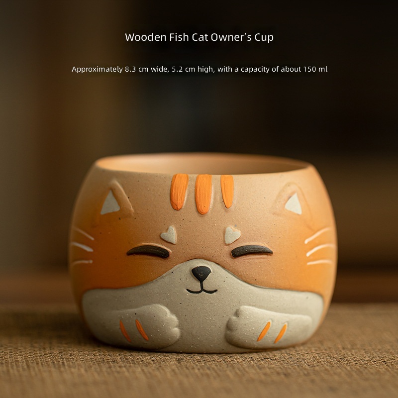 Tasse chat poisson en bois