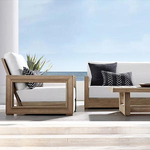 Juegos de <span class=keywords><strong>jardín</strong></span> modernos personalizables, asientos profundos de ocio, sofá, Villa, Patio, muebles de madera de teca para todo tipo de clima, juego de sofá para exteriores - Product Image 1