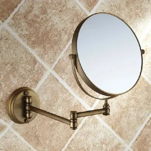 万帆3 X放大镜1548F圆形可收缩折叠化妆镜黄铜仿古墙面双化妆镜