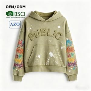 Fabricante de Sudaderas Personalizadas de Moda Urbana, 420GSM, Sudaderas con Estampado y Parches Bordados para Hombre, Estilo Primavera, con Efecto de Salpicaduras de Pintura - Product Image 1