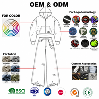Fabricant de vêtements sur mesure, coupe et couture OEM ODM, ensemble de survêtement oversize en molleton 100% coton, effet délavé à l'acide, pour hommes