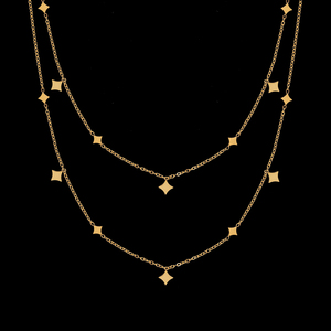 Collar de Cadena Plana con Eslabones Brillantes y Diseño de Estrella Bohemia, Chapado en Oro de 18K sobre Acero Inoxidable, para Mujer, Antideslustre, Ideal para Aniversario - Product Image 5