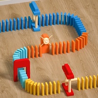 Vente en gros de 1200 pièces personnalisées de blocs de construction dominos en bois jeux de bricolage colorés pour enfants boîte emballée