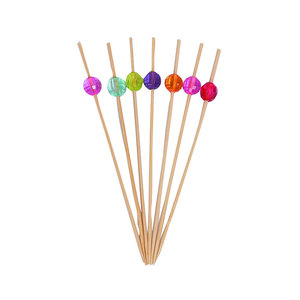 Brochettes à fruits jetables écologiques en bambou, <span class=keywords><strong>cure</strong></span>-dents en forme de diamant <span class=keywords><strong>argent</strong></span>é avec motif lanterne et ballon de football, fournitures de fête - Product Image 6