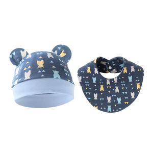 2024 nuevo gorro infantil de comercio exterior, conjunto de babero, cubierta de oreja de algodón puro para exteriores, gorros de bebé de otoño para niños - Product Image 5