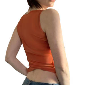 T-shirt senza maniche senza maniche Casual stile estivo su misura t-shirt Top corto a spalla con scollo Slash Slash Top canottiera da donna - Product Image 2