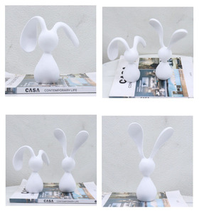 Conception populaire dessin animé longue oreille lapin résine artisanat mignon lapin Sculpture pour la maison bureau ornements - Product Image 6