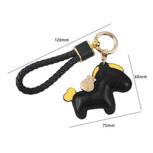 Porte-clés pendentif en cuir de vachette tendance DZ, léger et durable, en métal, pour voiture et sac, mignon - Product Image 6