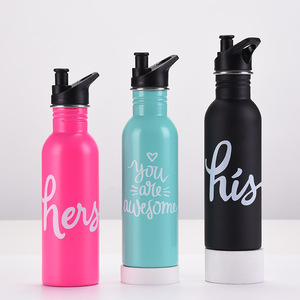 Bouteille isotherme portable en acier inoxydable de 750 ml (25 oz) avec isolation sous vide de 6 heures et couvercle imprimé avec slogan – Vente en gros - Product Image 1