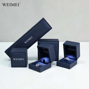 WEIMEI Premium Navy Blue Jewelry Gift Set <b>Box</b> LED Velvet Interior Custom Brand Logo Ring Necklace Bag Wholesale Jewelry <b>box</b> - Product Image 4