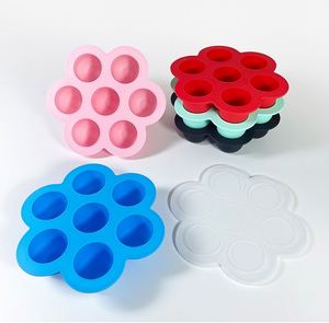 7-Hole Round <b>Silicone</b> Egg Bites and Air Fryer Mold with Lid Summer Ice Cube and Ice Cream <b>Tools</b> - Product Image 2