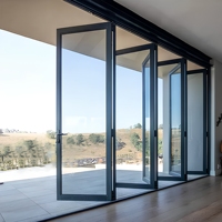 Porte pliante en aluminium à rupture de pont thermique, double vitrage, moderne, pour extérieur, patio, villa, balcon