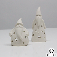 LEXI Ensemble de décoration d'hiver en céramique, arbre à étages, blanc mat, avec découpes maison, gnome et étoile, pour table de Noël, cadeau, décoration d'intérieur en gros