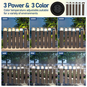 US Stock ETL AC 120-277V Aluminum <b>Waterproof</b> IP65 24W External Led Lawn Walkway <b>Outdoor</b> Pathway Garden Bollard <b>Light</b> Dimmable - Product Image 2