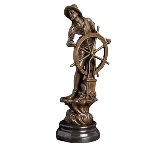 Statue de Capitaine Nautique Classique en Bronze DS-169, Sculpture de Timonier en Cuivre, Figurine de Capitaine Nautique Célèbre, Art <span class=keywords><strong>Antique</strong></span> Fait Main, <span class=keywords><strong>Statuette</strong></span> - Product Image 1