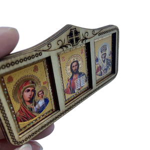 Icona di legno ortodossa padre e vergine maria decorazione per la casa gesus targa decorativa di natale - Product Image 2