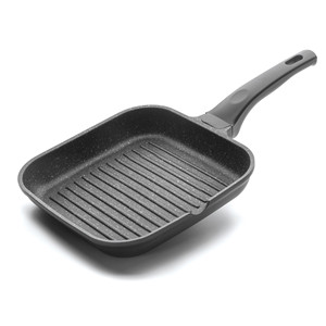 Padella quadrata con superficie scanalata e rivestimento antiaderente in ceramica per cucinare all'aperto - Product Image 1