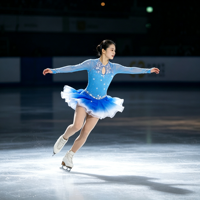 Robe de patinage artistique à manches longues dégradé bleu et blanc, dos ouvert avec découpe en goutte d'eau, jupe ornée de strass pour filles adultes, compétition et performance