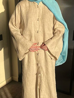 Robe et pantalon musulmans en lin de qualité supérieure Willson, couleur unie, respirant, ensemble de robe abaya modeste pour femmes, abayas longues pour femmes