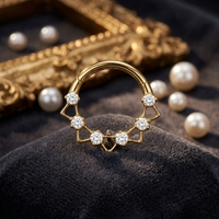Anneau de nez Mitu en titane de qualité implantaire ASTM F136 plaqué or 18 carats, piercing clicker à segment articulé, cadeau de mariage et de fiançailles